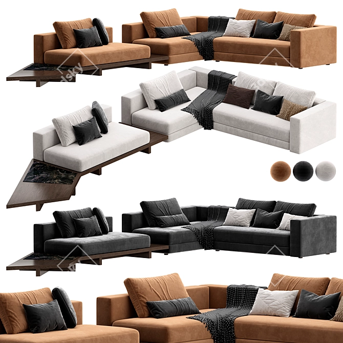 Sleek View Modular Sofa Design 3D model image 1