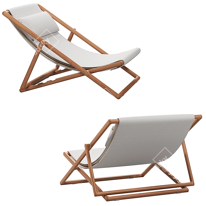 Portofino Folding Deck Chair, Brio Fabric 3D model image 4