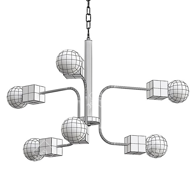 Contemporary Box Chain Pendant Light 3D model image 2