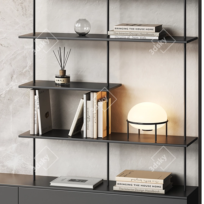 Modern TV Wall Shelf with Samsung Soundbar 3D model image 2