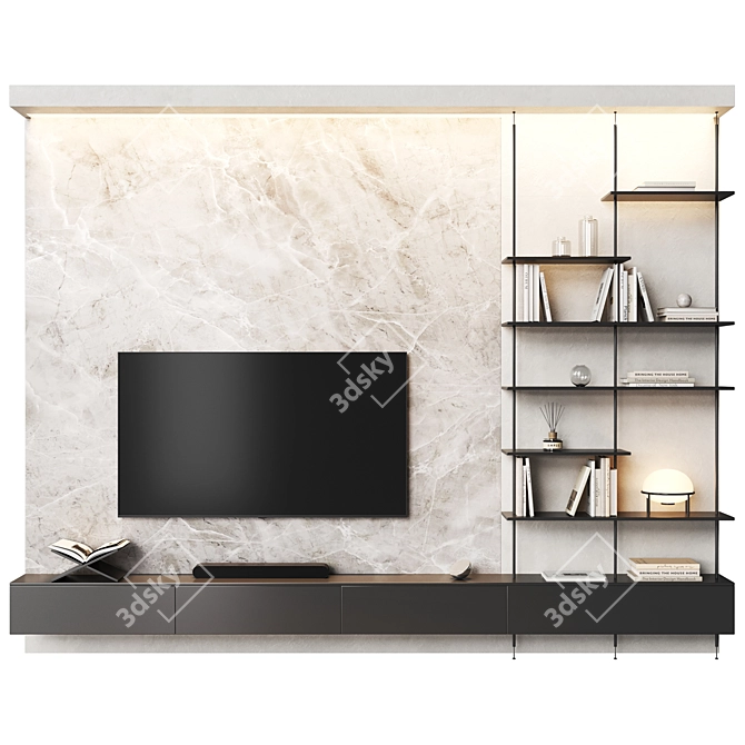 Modern TV Wall Shelf with Samsung Soundbar 3D model image 4