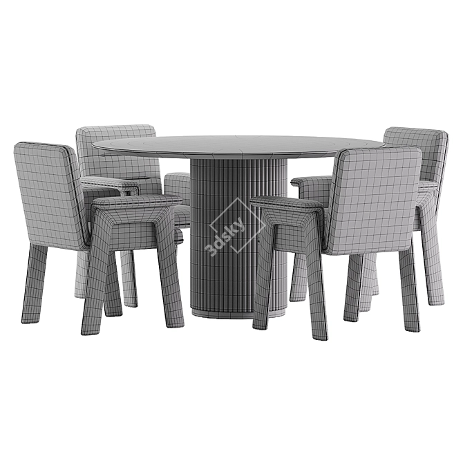 Modern Dining Set in White 3D model image 5