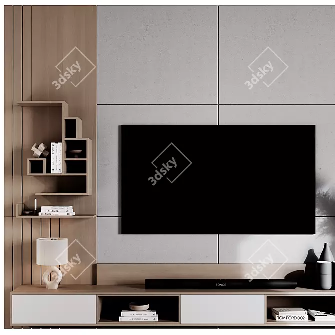 Modern TV Wall Mount Stand 3D model image 3