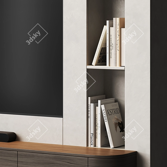 Modern TV Wall with Dressing Table 3D model image 3