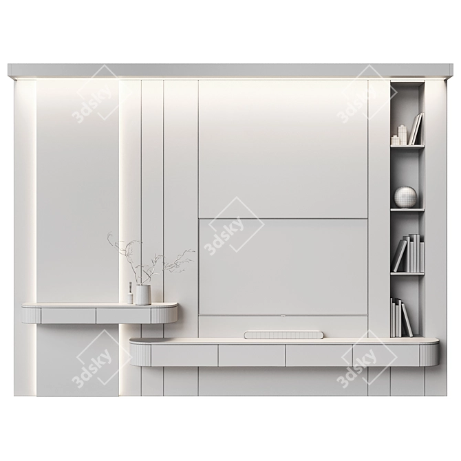 Modern TV Wall with Dressing Table 3D model image 6