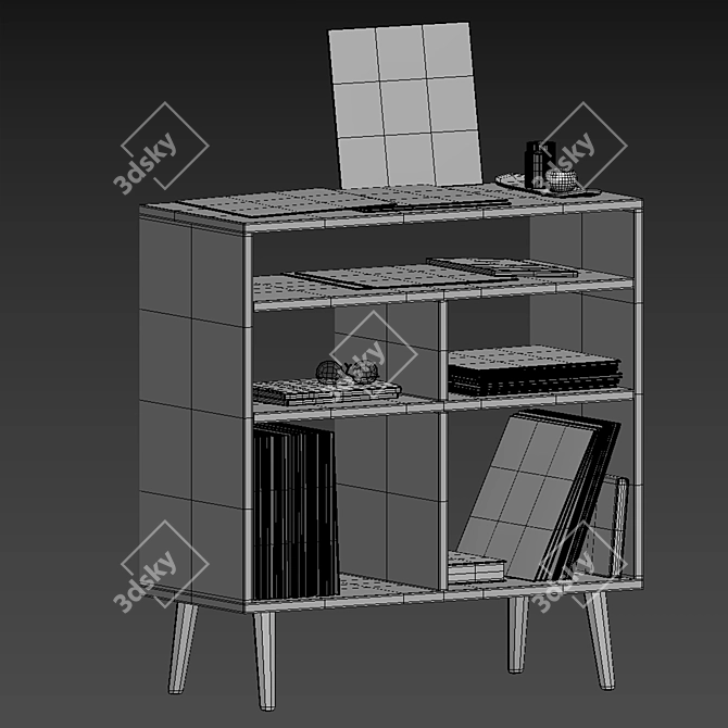 Vinyl Records Rack Display Stand 3D model image 8