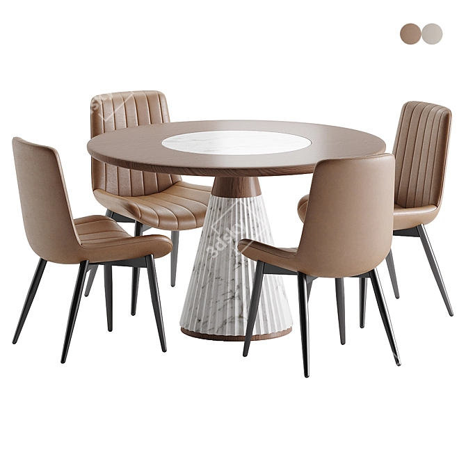 Modern Dining Set 113 Wood/Marble 3D model image 1