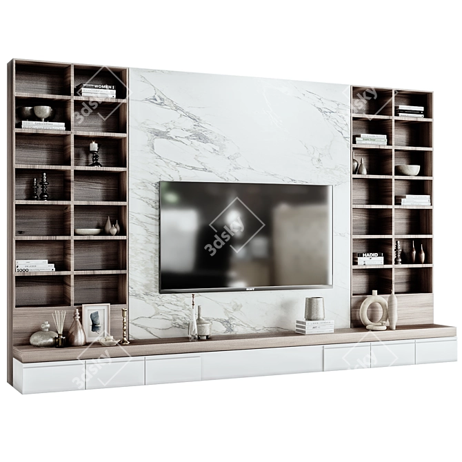 Premium TV Wall 17 Model 3D model image 6