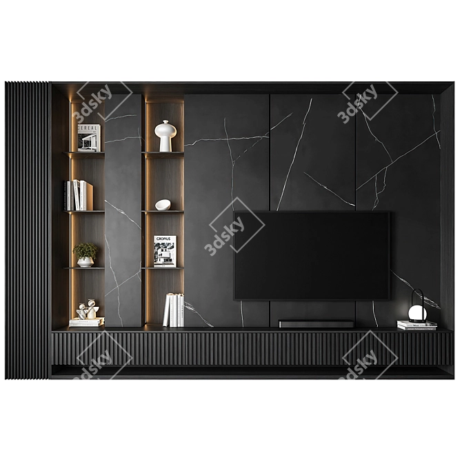 Modern TV Wall Unit Set 3D model image 1