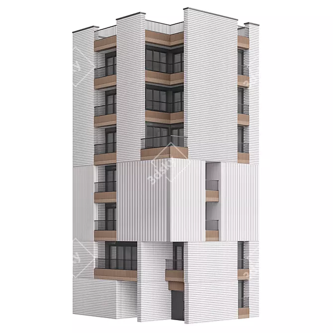 Modern 3D Building Model Kit 3D model image 1