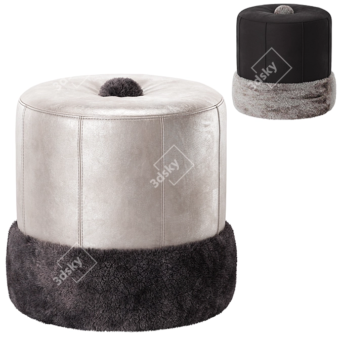 Handcrafted Adonis Leather Pouf 3D model image 1