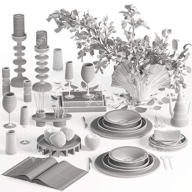 Modern Tableware Set 3D Models 3D model image 4