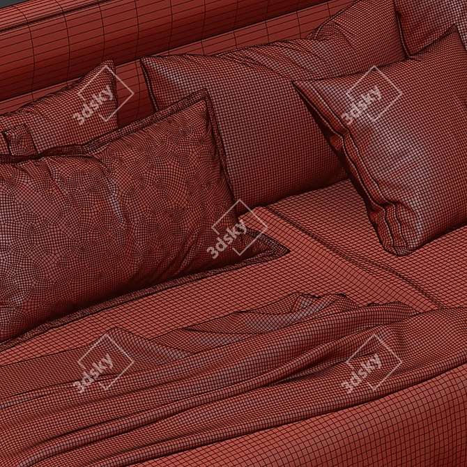 Modern Upholstered Corner Bed Set 3D model image 6