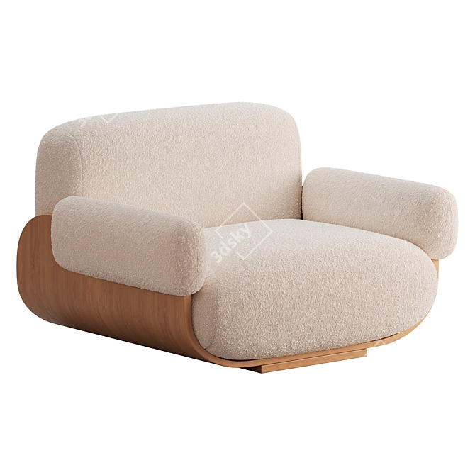 Elegant Modern Cannoli Armchair 3D model image 1