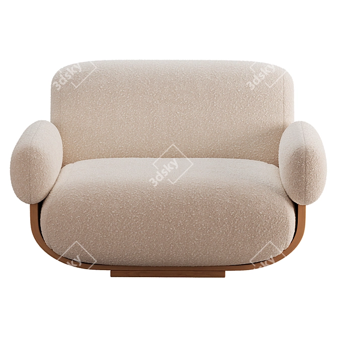 Elegant Modern Cannoli Armchair 3D model image 2