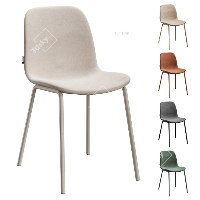 Scandinavian Dining Chair Beige-Olive 3D model image 1