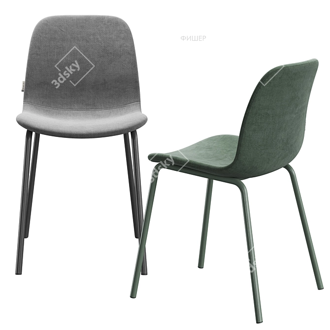 Scandinavian Dining Chair Beige-Olive 3D model image 4