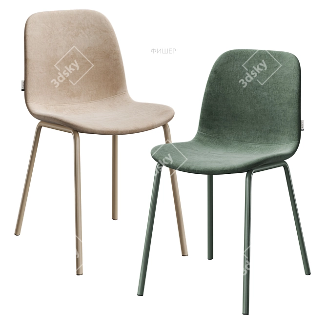 Scandinavian Dining Chair Beige-Olive 3D model image 5