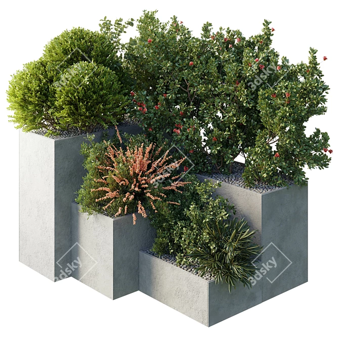 Outdoor Garden Plants Flower Box 3D model image 1