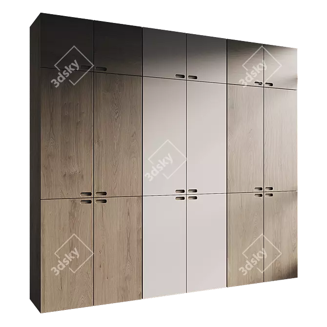 Modern Minimalist Wardrobe Design 3D model image 2