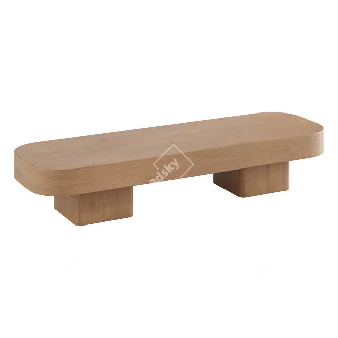 Modern Oak Block Coffee Table 3D model image 2