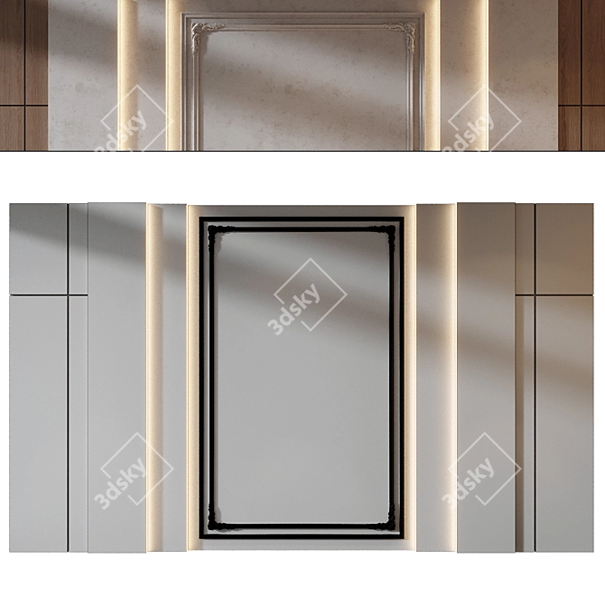 Wood Gypsum Wall Panel Set 3D model image 3