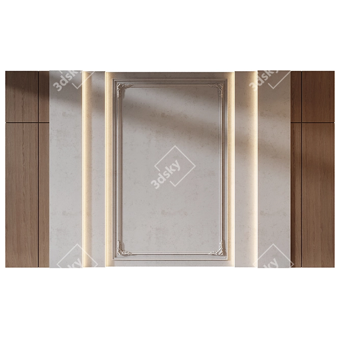 Wood Gypsum Wall Panel Set 3D model image 4
