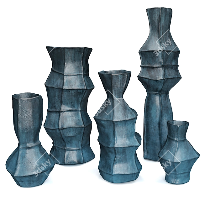 Rustic Crumpled Vases Collection 3D model image 3