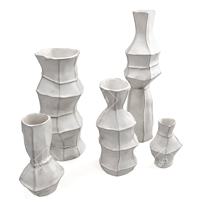 Rustic Crumpled Vases Collection 3D model image 4