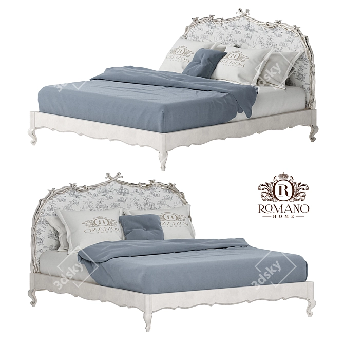 Handcrafted Bed by Romano Home 3D model image 1