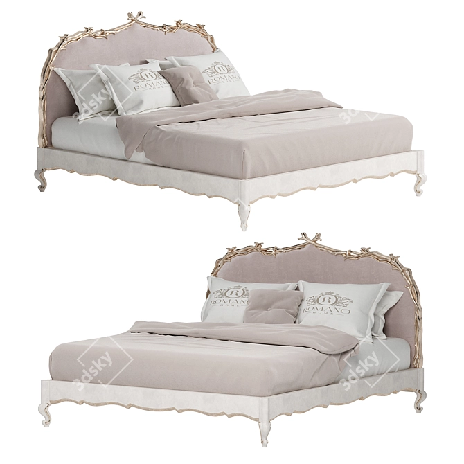 Handcrafted Bed by Romano Home 3D model image 2