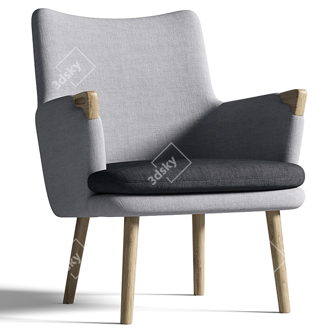 Modern Oak Lounge Chair 840mm 3D model image 1