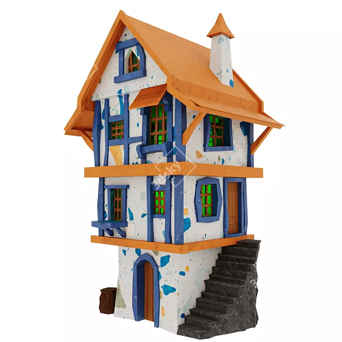 Fantasy House Model Lowpoly 3D 3D model image 1