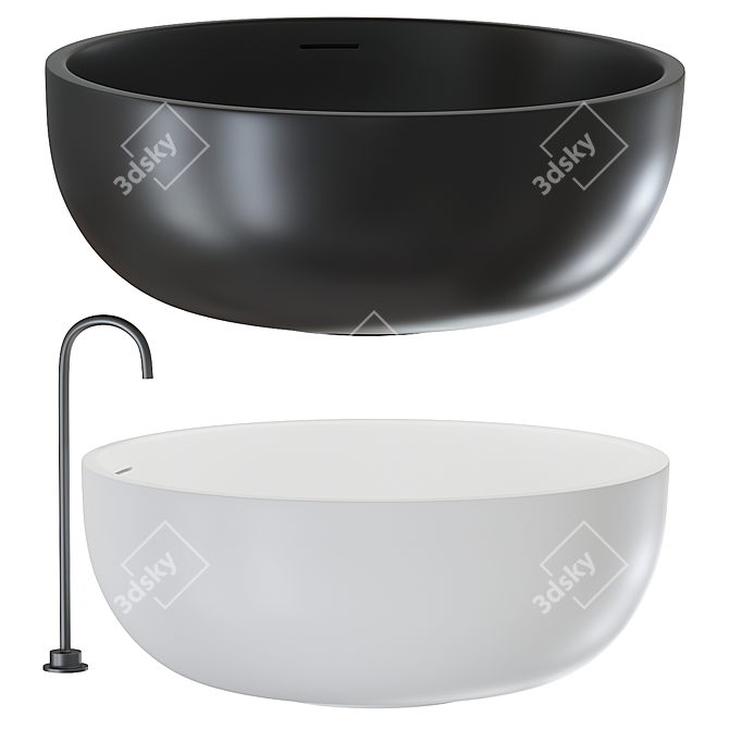 Modern Stone Bath Tub Freestanding 3D model image 1