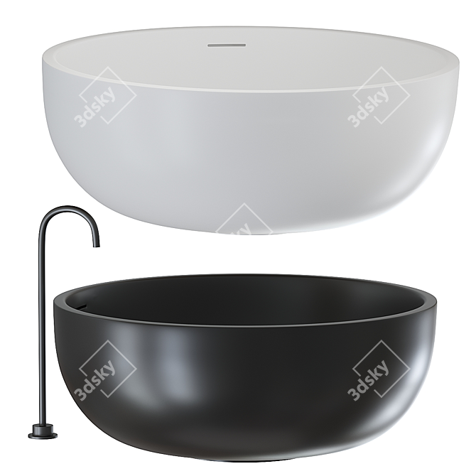 Modern Stone Bath Tub Freestanding 3D model image 2