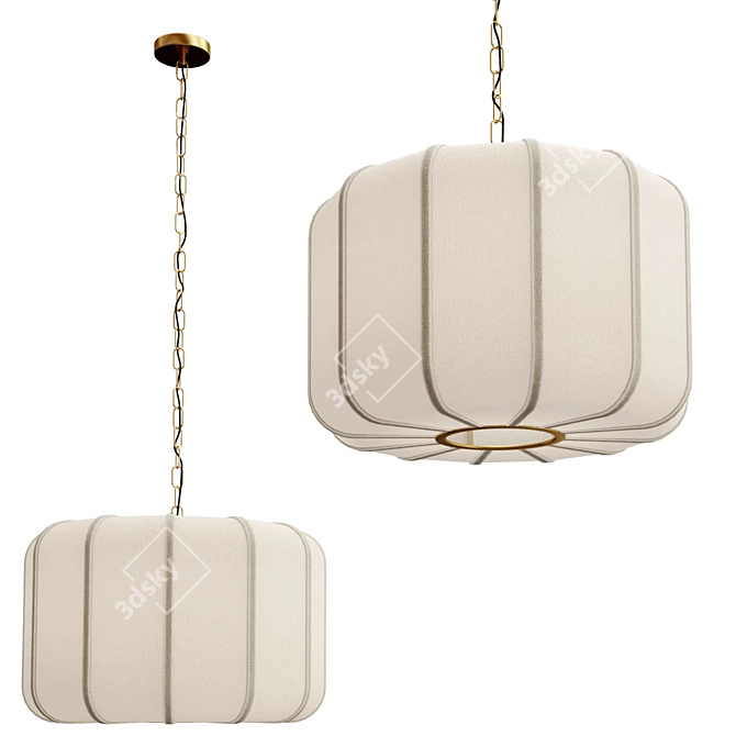 Elegant Brass & Linen Pendant 3D model image 1