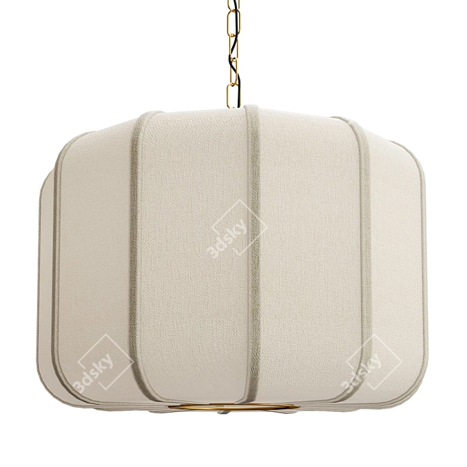 Elegant Brass & Linen Pendant 3D model image 2