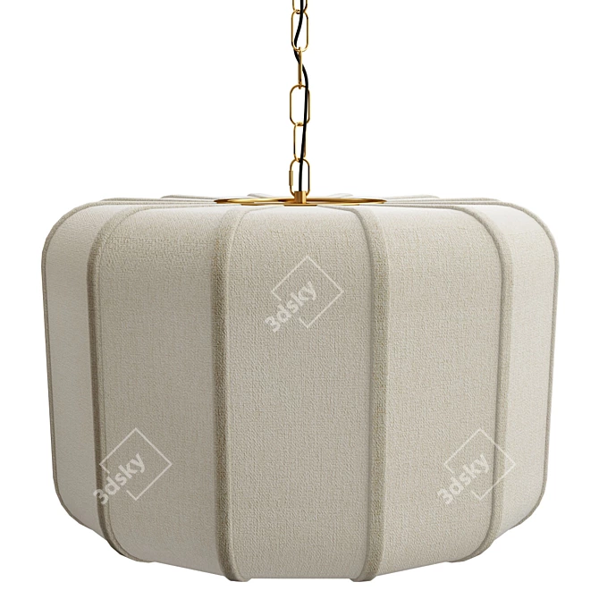 Elegant Brass & Linen Pendant 3D model image 3