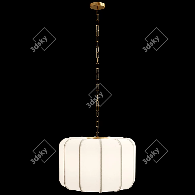 Elegant Brass & Linen Pendant 3D model image 4