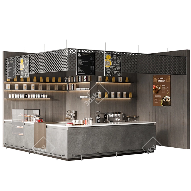 Crafted Cafe Bar Scene Kit 3D model image 2