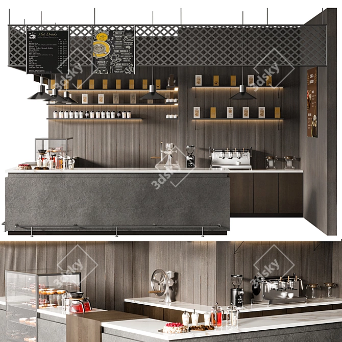 Crafted Cafe Bar Scene Kit 3D model image 3