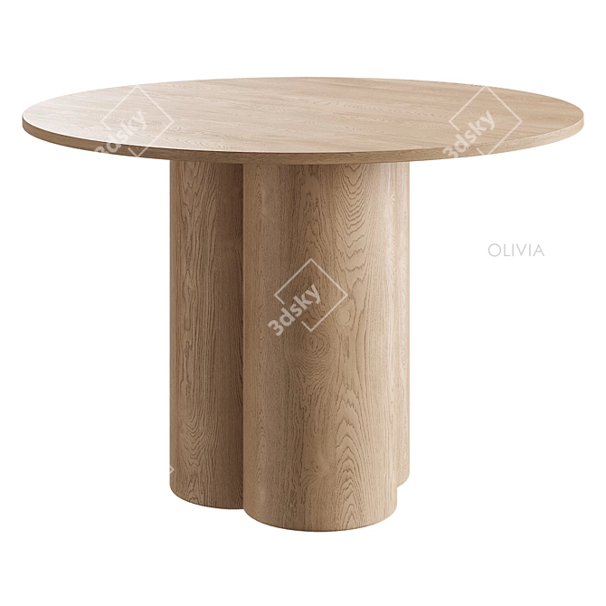 Olivia Round Dining Table Black 3D model image 1