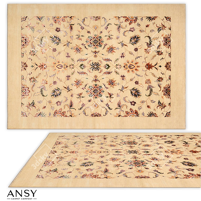 Mille Fleur Handmade Rug 3D model image 1