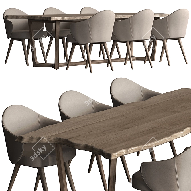 Modern Round Dining Table Set 3D model image 2