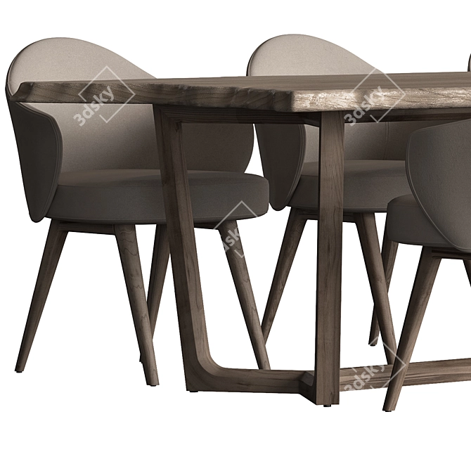 Modern Round Dining Table Set 3D model image 4