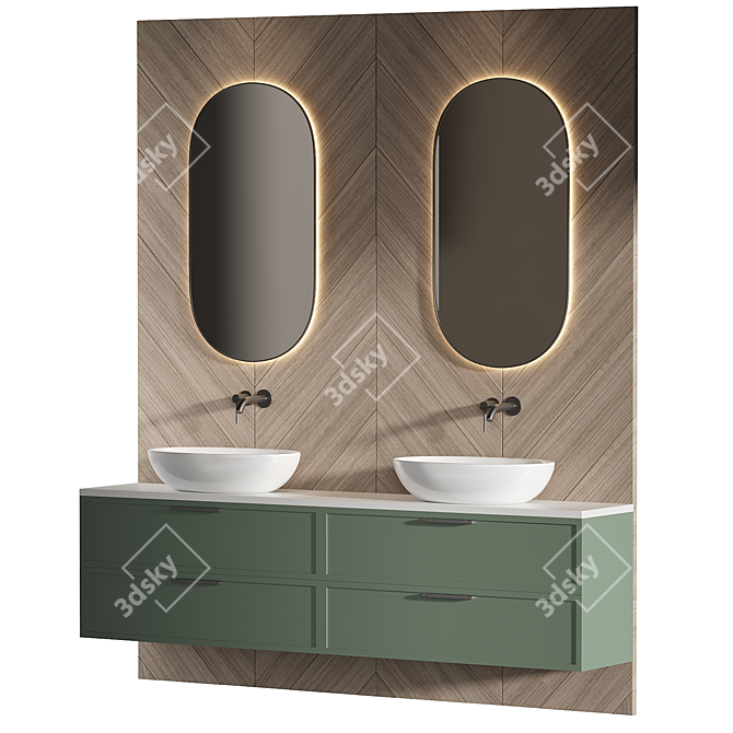 Contemporary Bathroom Vanity Set 3D model image 2