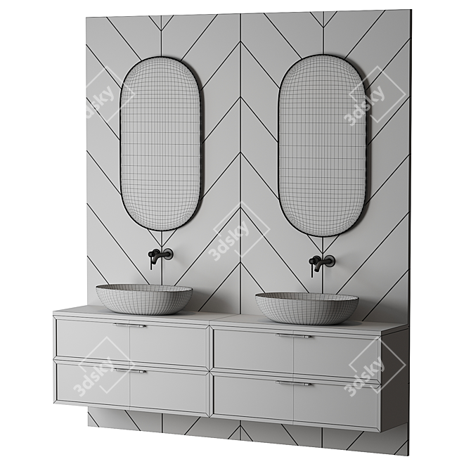 Contemporary Bathroom Vanity Set 3D model image 4