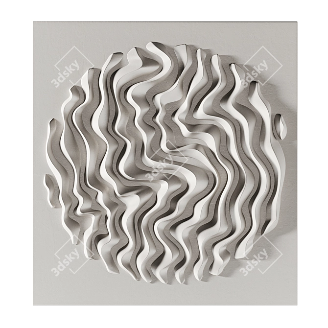 Wave-inspired Handcrafted Gypsum Panel 3D model image 7