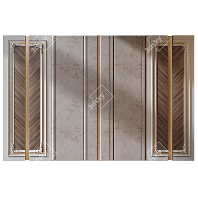 Wood Gypsum Wall Panels Set 3D model image 1