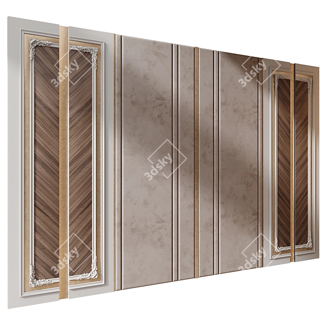Wood Gypsum Wall Panels Set 3D model image 2